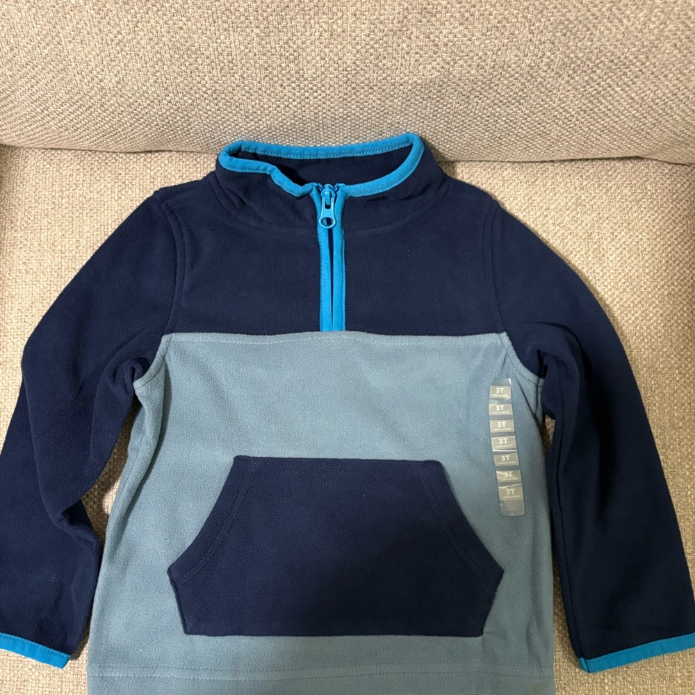 OshKosh B'gosh Navy and Light Blue Kids Fleece Quarter Zip